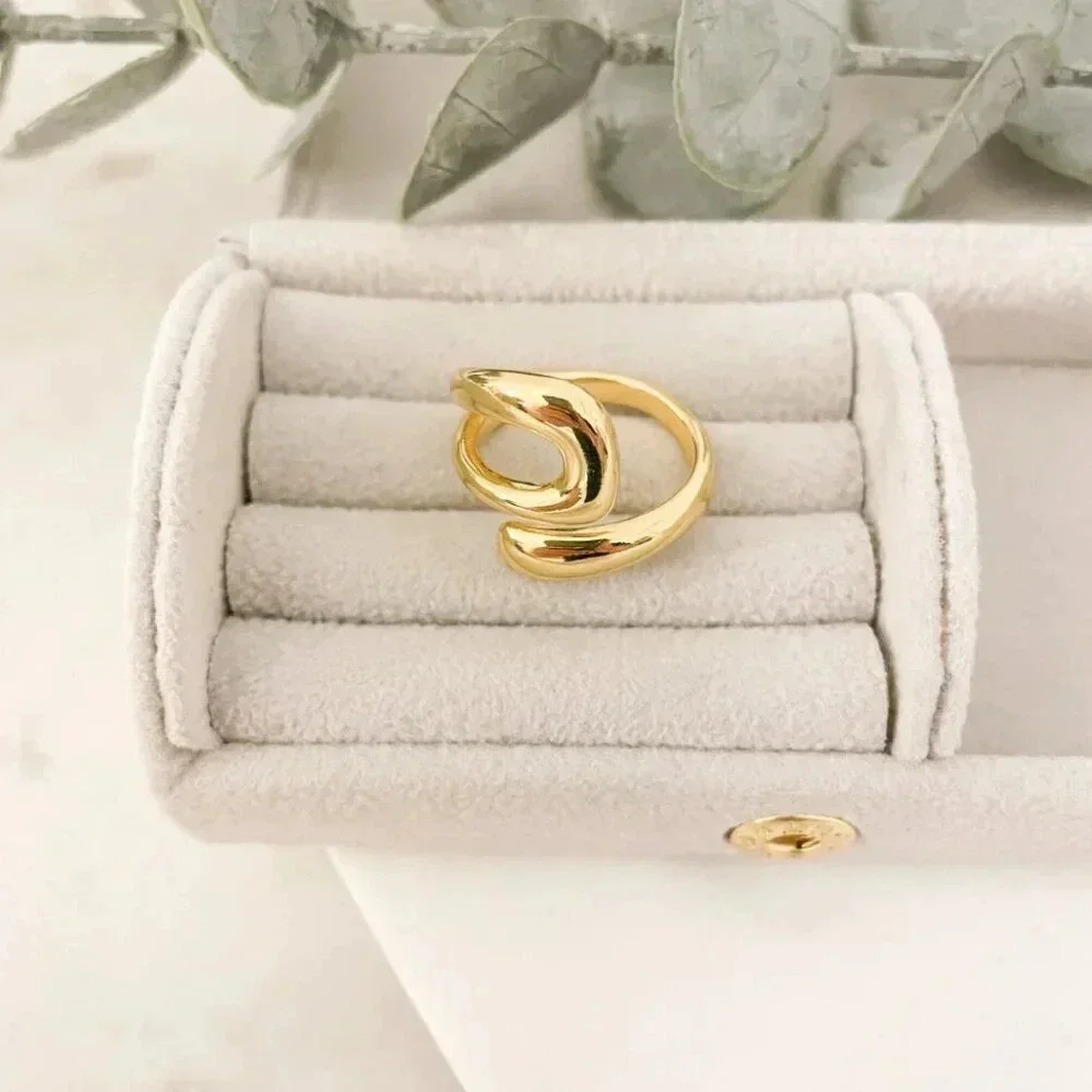 925 Sterling Silver Chunky Ring Gold Wrap Ring Large Ring Statement Ring
